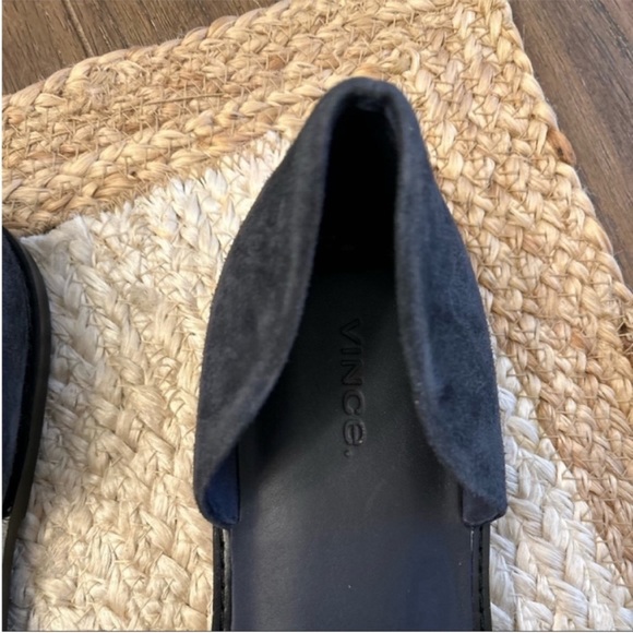 Vince Idara Open Toe Twisted D’Orsay Navy White Sandal Flats Size 9 - Picture 10 of 13